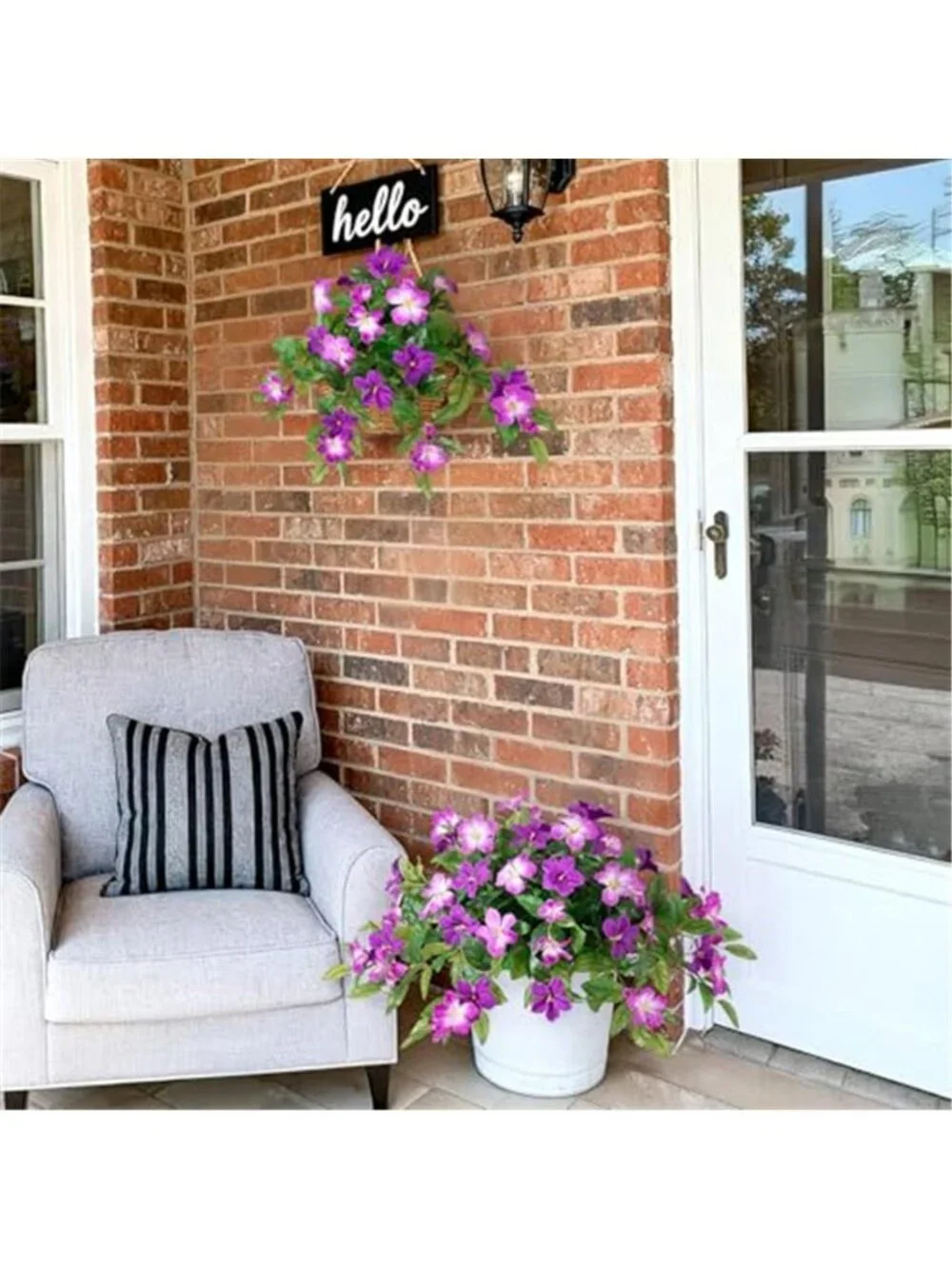 Artificial Hanging Azalea Flowers Faux Silk Plant Outdoor Porch Decor Set of 2